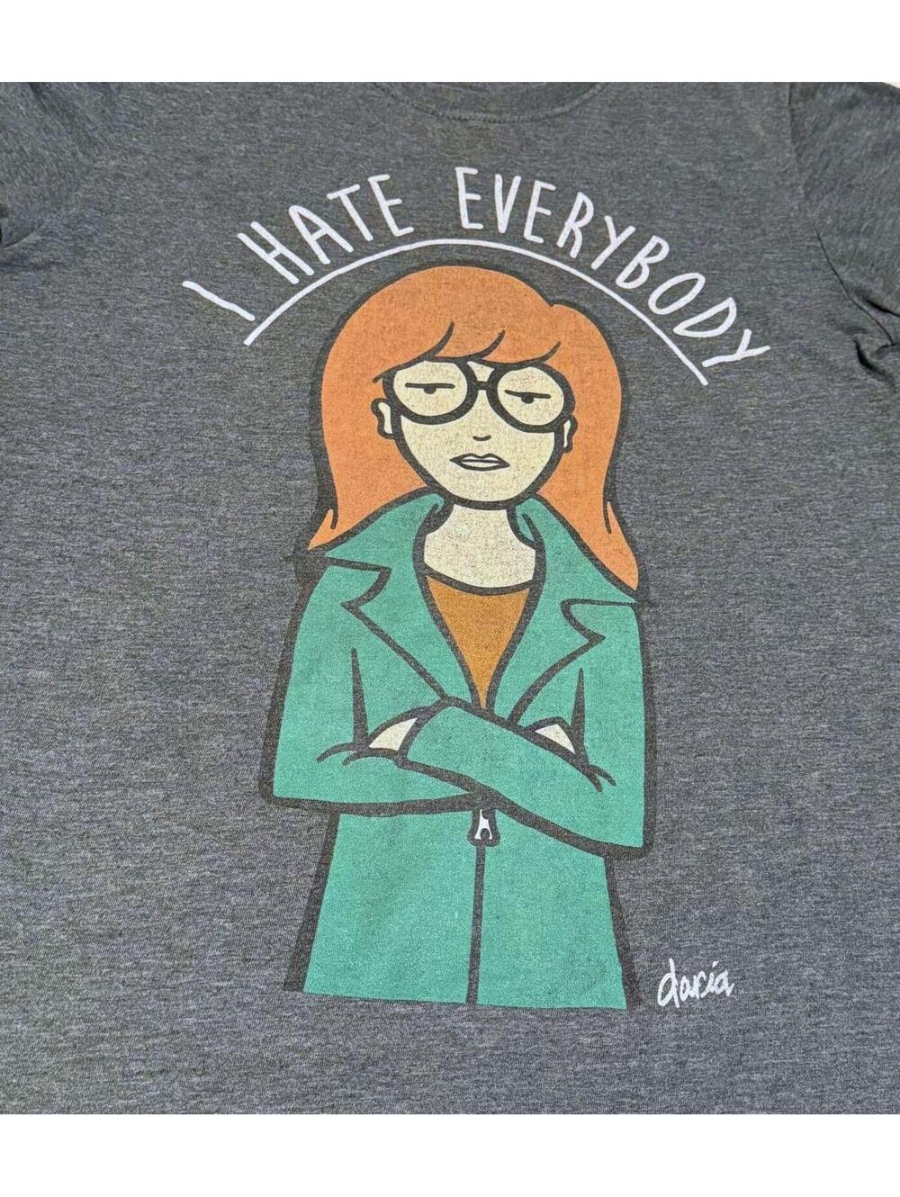 I Hate Everybody Charcoal Gray MTV Daria TShirt Size Small